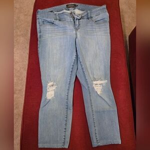 Women's Light Blue Distressed Jeans